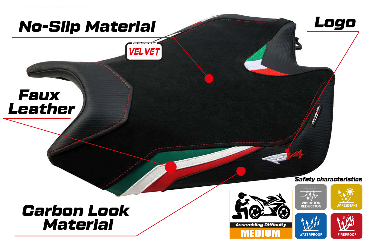 Seat cover compatible - Aprilia RSV4 2009-2020 - mod Torino Velvet