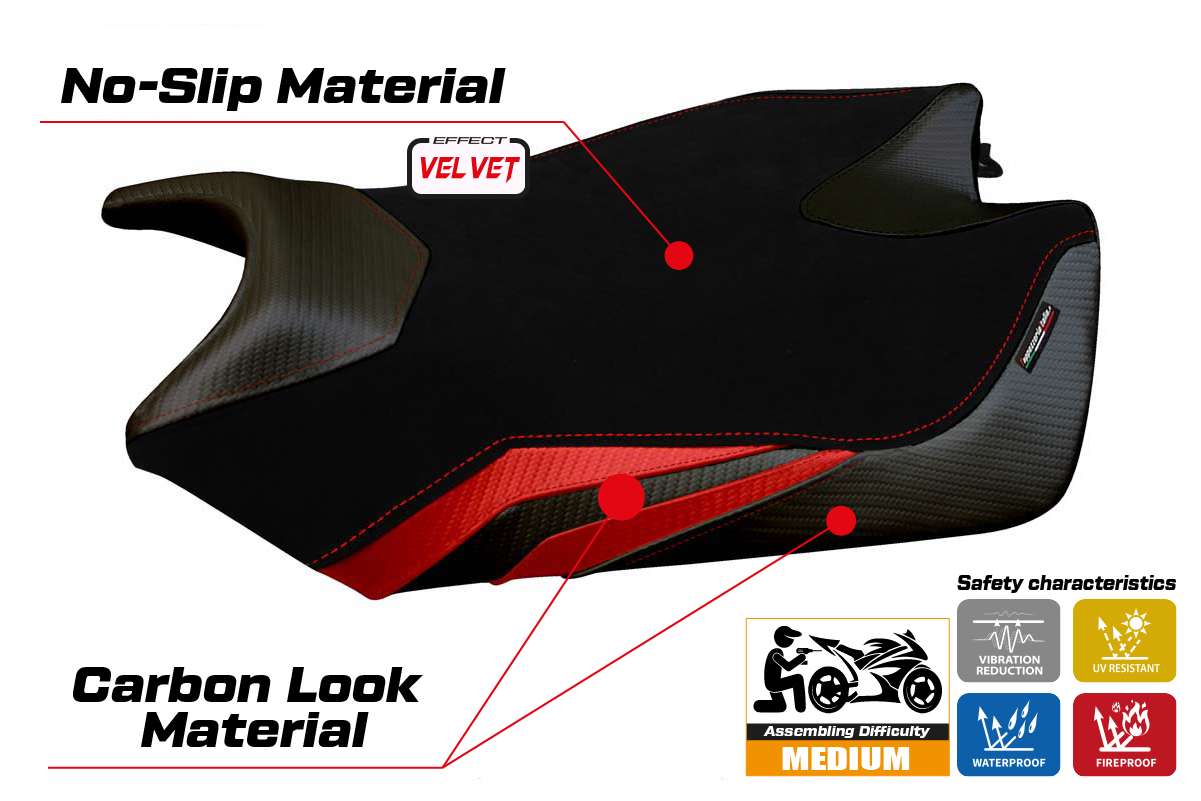 Seat cover compatible - Aprilia RSV4 2009-2020 - mod Torino Velvet
