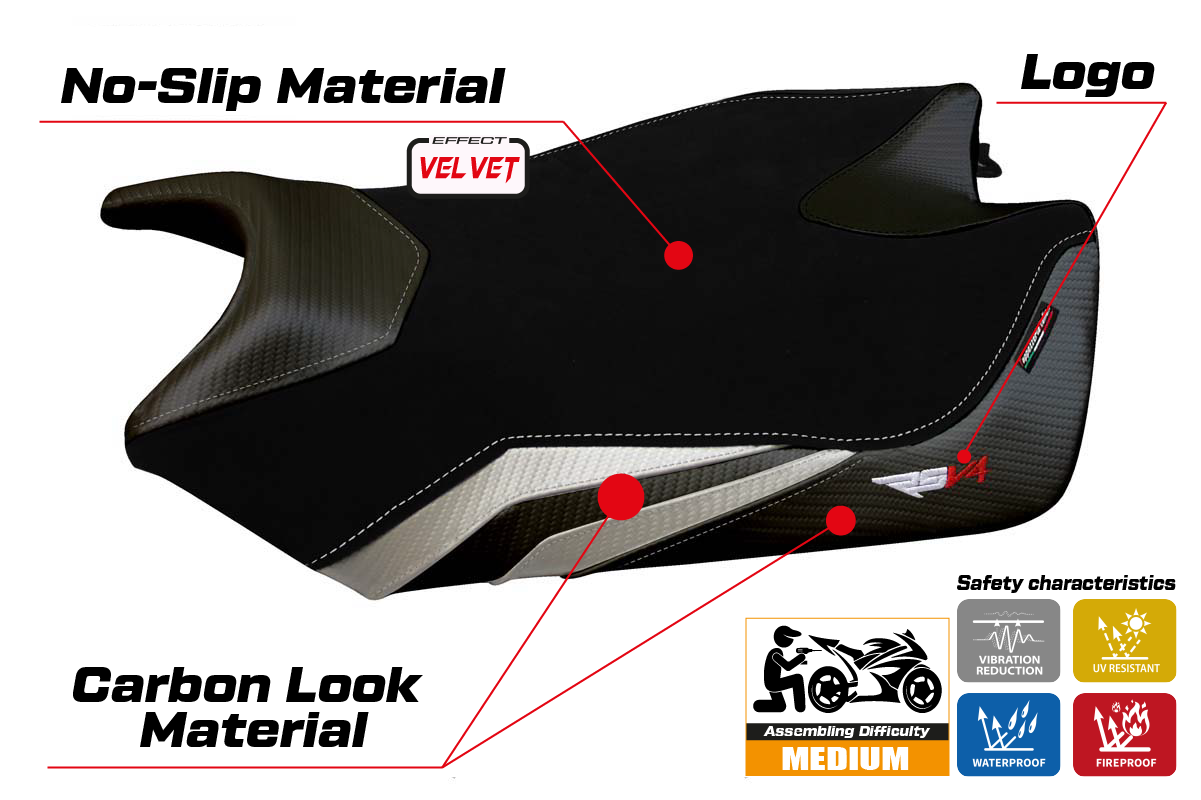 Seat cover compatible - Aprilia RSV4 2009-2020 - mod Torino Velvet