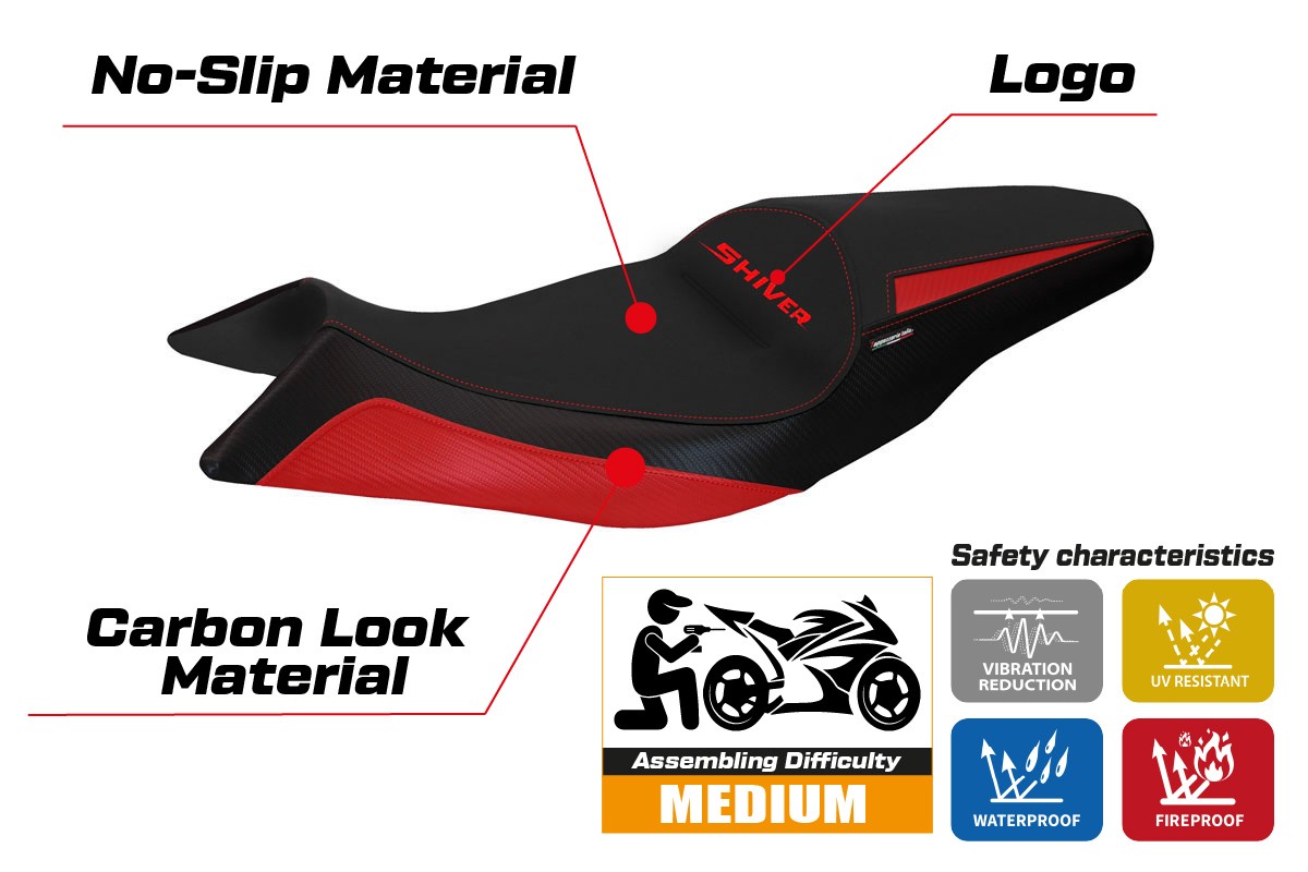 Seat cover compatible - Aprilia Shiver 2010-2020 - mod Asti 1