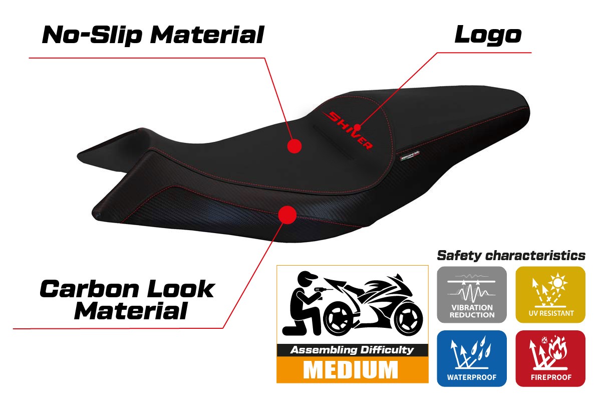 Seat cover compatible - Aprilia Shiver 2010-2020 - mod Asti 1