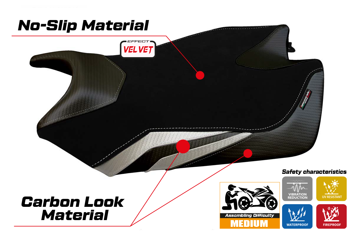 Seat cover compatible - Aprilia Tuono V4 2011-2020 - mod Coen Velvet
