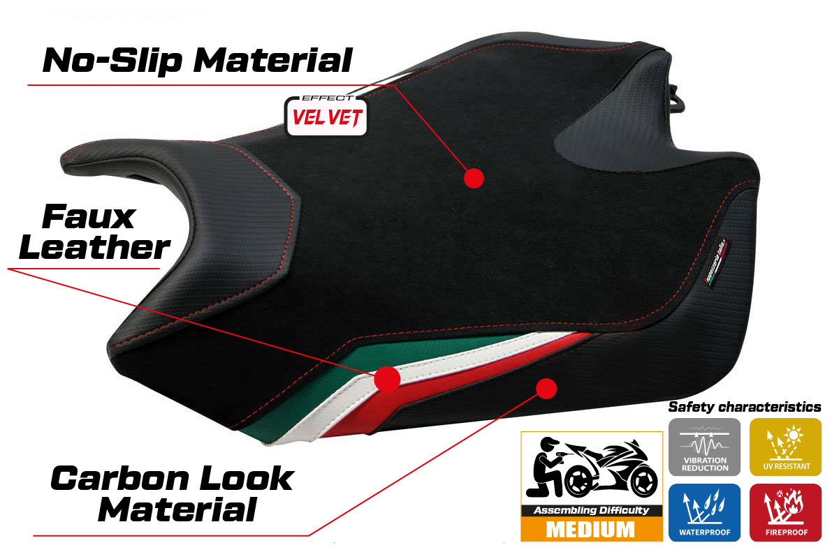 Seat cover compatible - Aprilia Tuono V4 2011-2020 - mod Coen Velvet