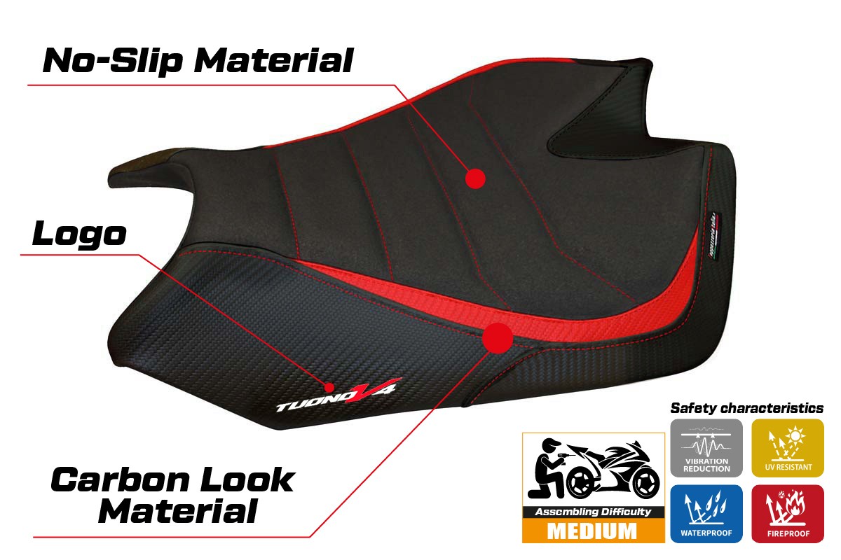 Seat cover compatible - Aprilia Tuono V4 2011-2020 - mod Tanami Ultragrip