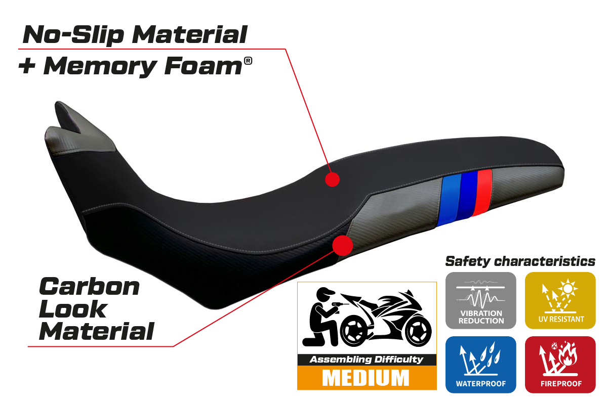 Seat cover compatible - BMW F 700/800 GS 2008 - 2018 - mod Barone Anniversary Comfort System