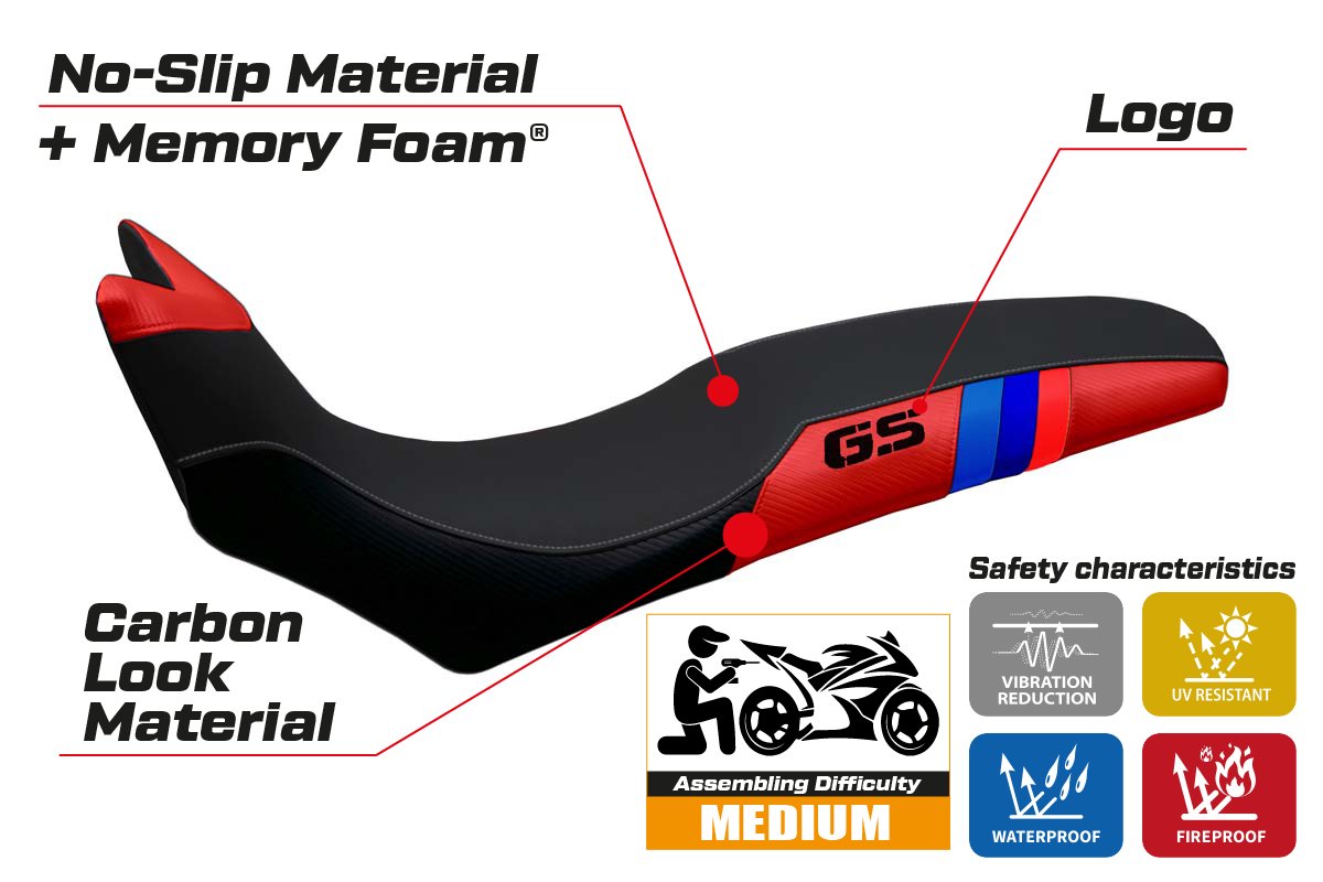 Seat cover compatible - BMW F 700/800 GS 2008 - 2018 - mod Barone Anniversary Comfort System