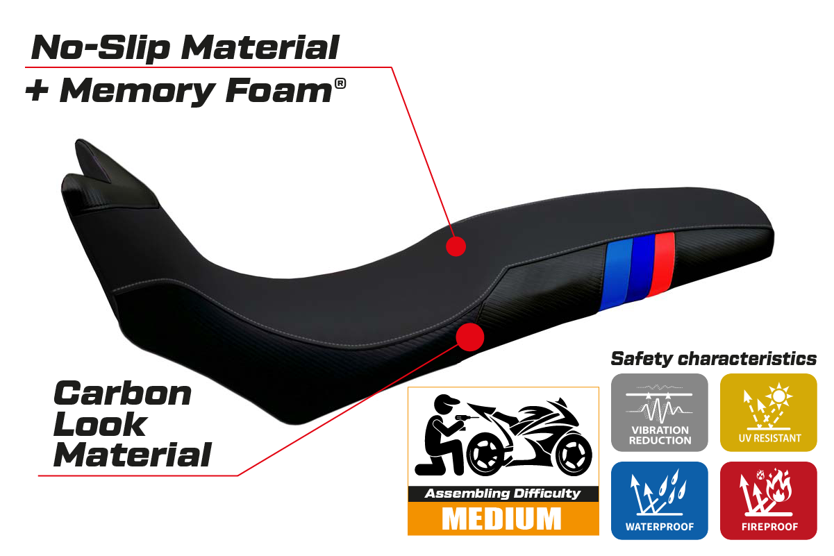 Seat cover compatible - BMW F 700/800 GS 2008 - 2018 - mod Barone Anniversary Comfort System