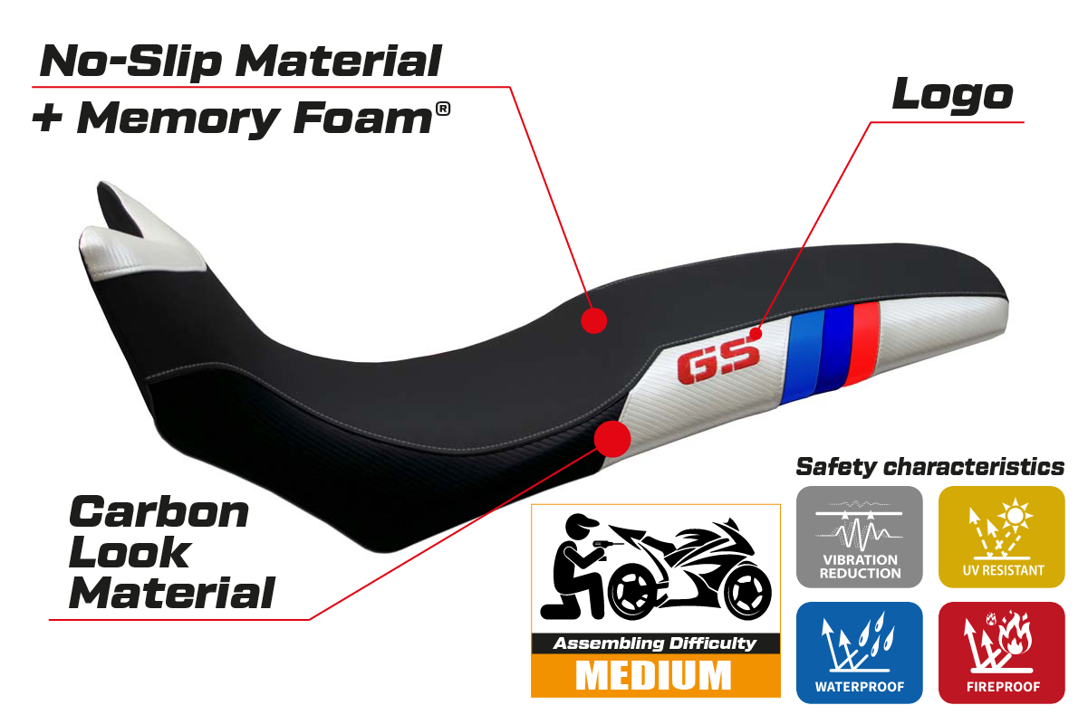 Seat cover compatible - BMW F 700/800 GS 2008 - 2018 - mod Barone Anniversary Comfort System