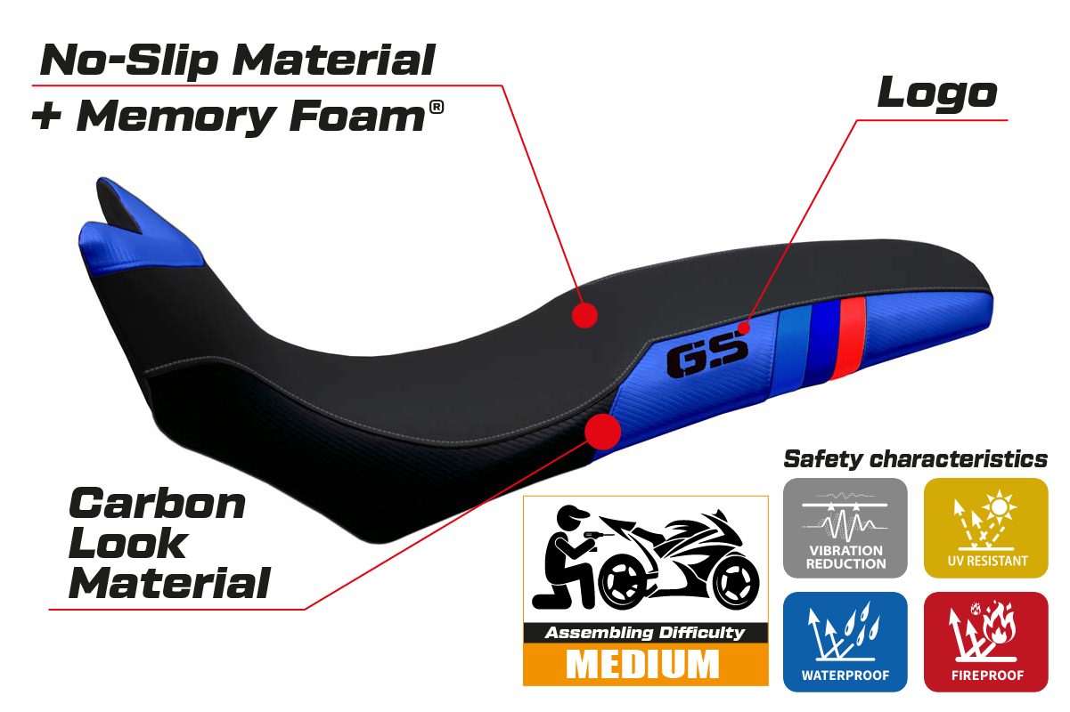 Seat cover compatible - BMW F 700/800 GS 2008 - 2018 - mod Barone Anniversary Comfort System