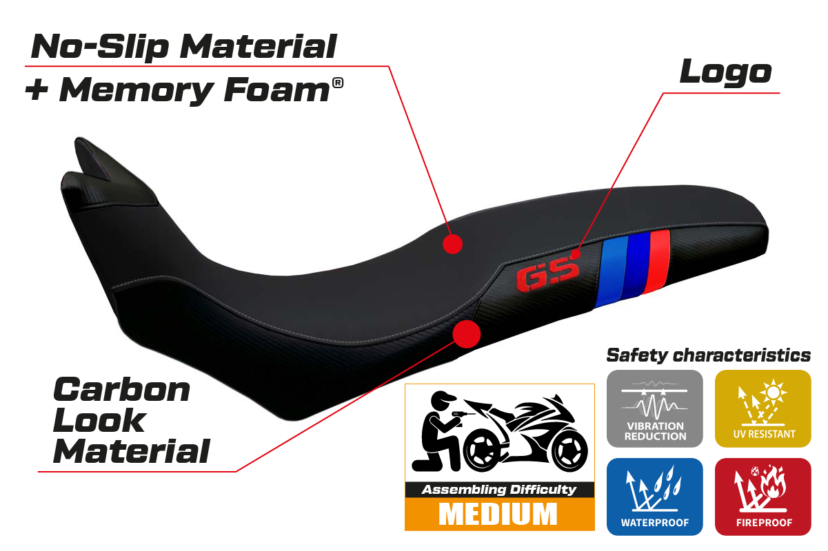 Seat cover compatible - BMW F 700/800 GS 2008 - 2018 - mod Barone Anniversary Comfort System