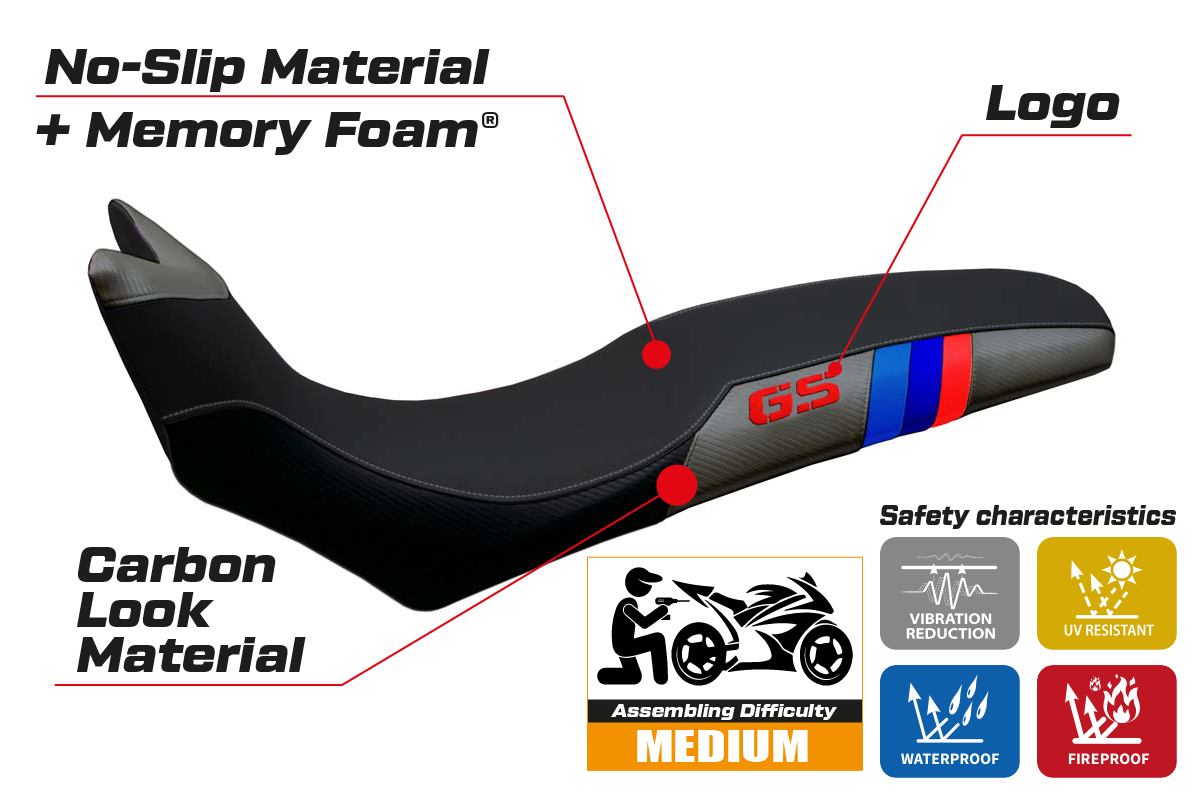 Seat cover compatible - BMW F 700/800 GS 2008 - 2018 - mod Barone Anniversary Comfort System