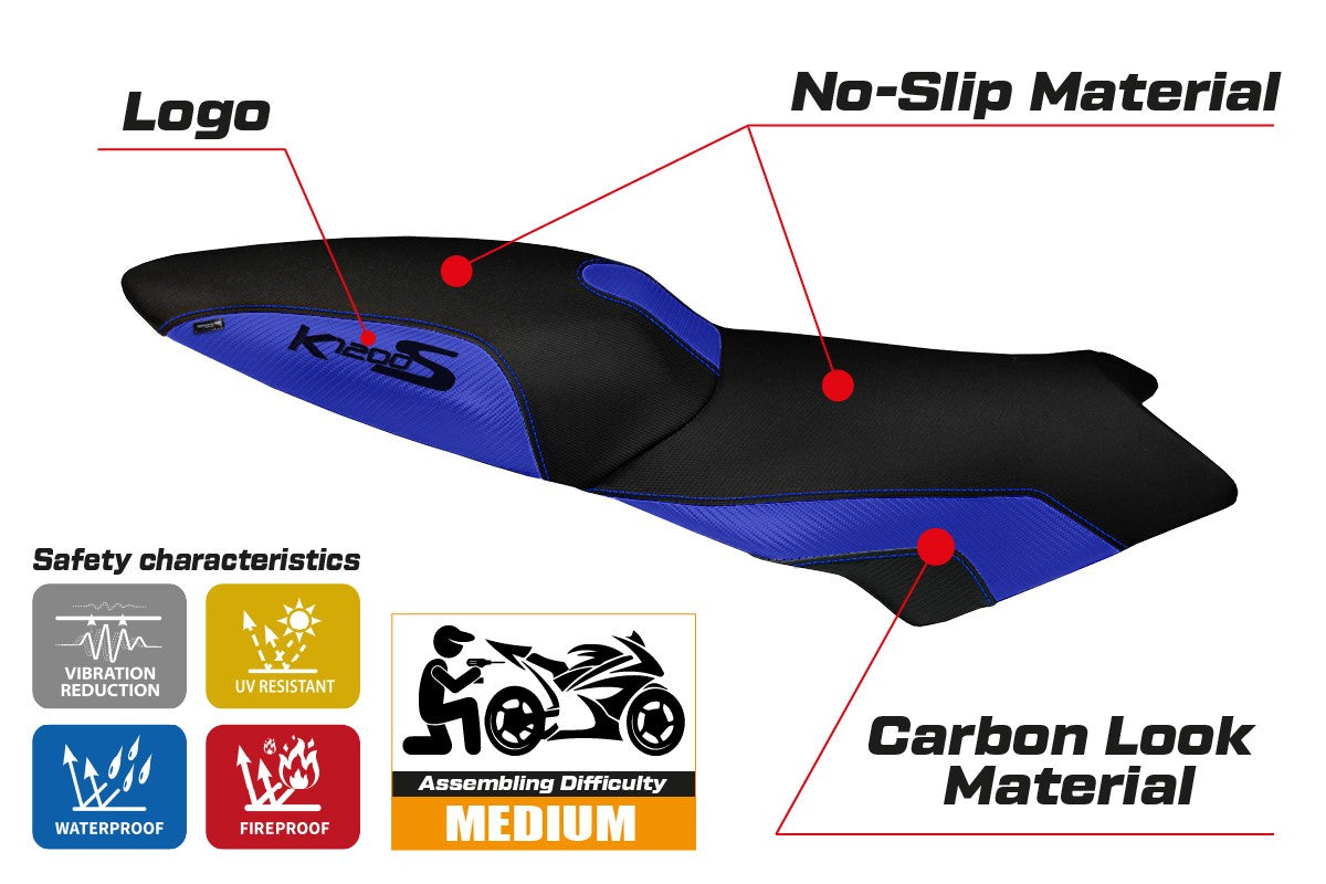 Seat cover compatible - BMW K 1200 S 2004 - 2008 - mod Lariano 2