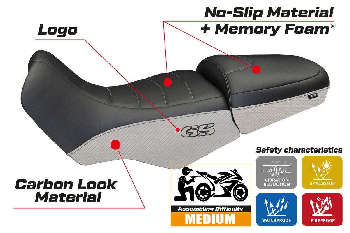 Seat cover compatible - BMW R 1100/1150 GS 1994 - 2003 - mod Firenze Carbon Color Comfort System