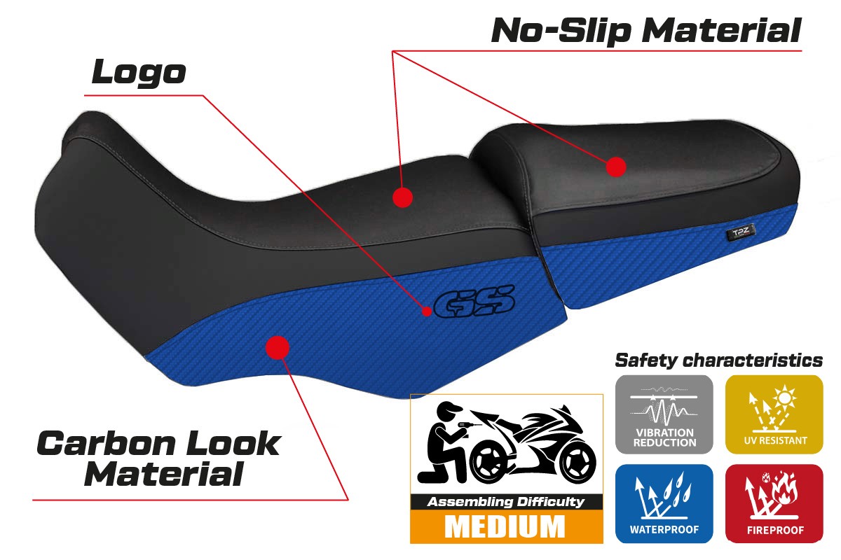 Seat cover compatible - BMW R 1100/1150 GS 1994 - 2003 - mod Livorno Carbon Color