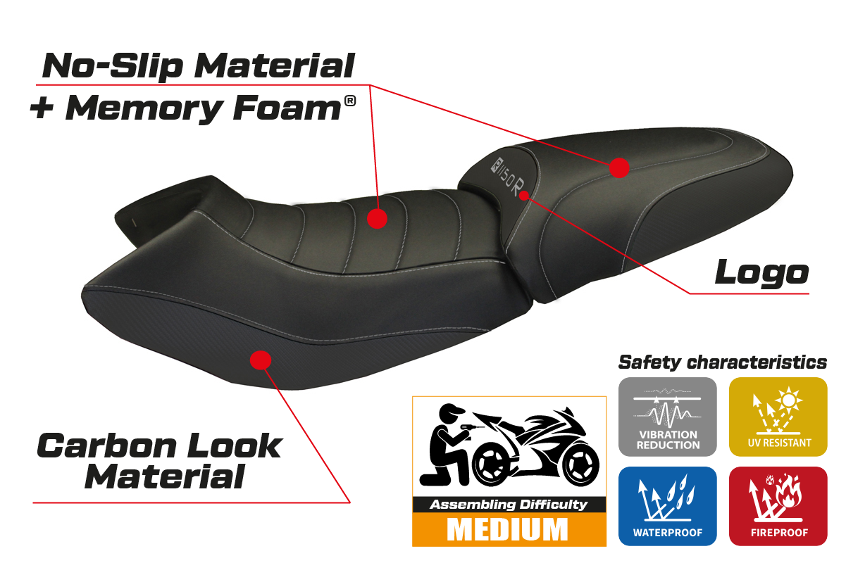 Seat cover compatible - BMW R 1150 R 2000 - 2007 - mod Massimo Carbon Color