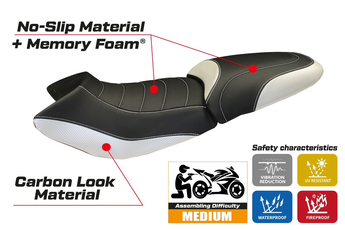 Seat cover compatible - BMW R 1150 R 2000 - 2007 - mod Massimo Carbon Color