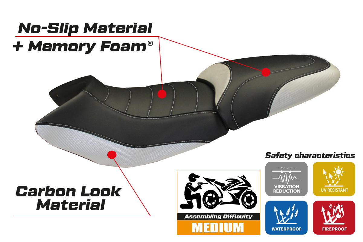 Seat cover compatible - BMW R 1150 R 2000 - 2007 - mod Massimo Carbon Color