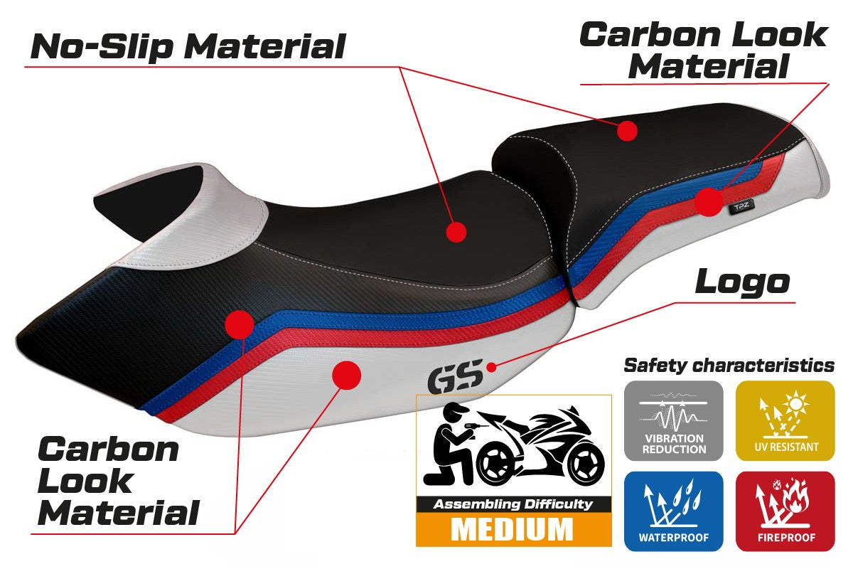 Seat cover compatible - BMW R 1200 GS 2005 - 2012 - mod Lione 1