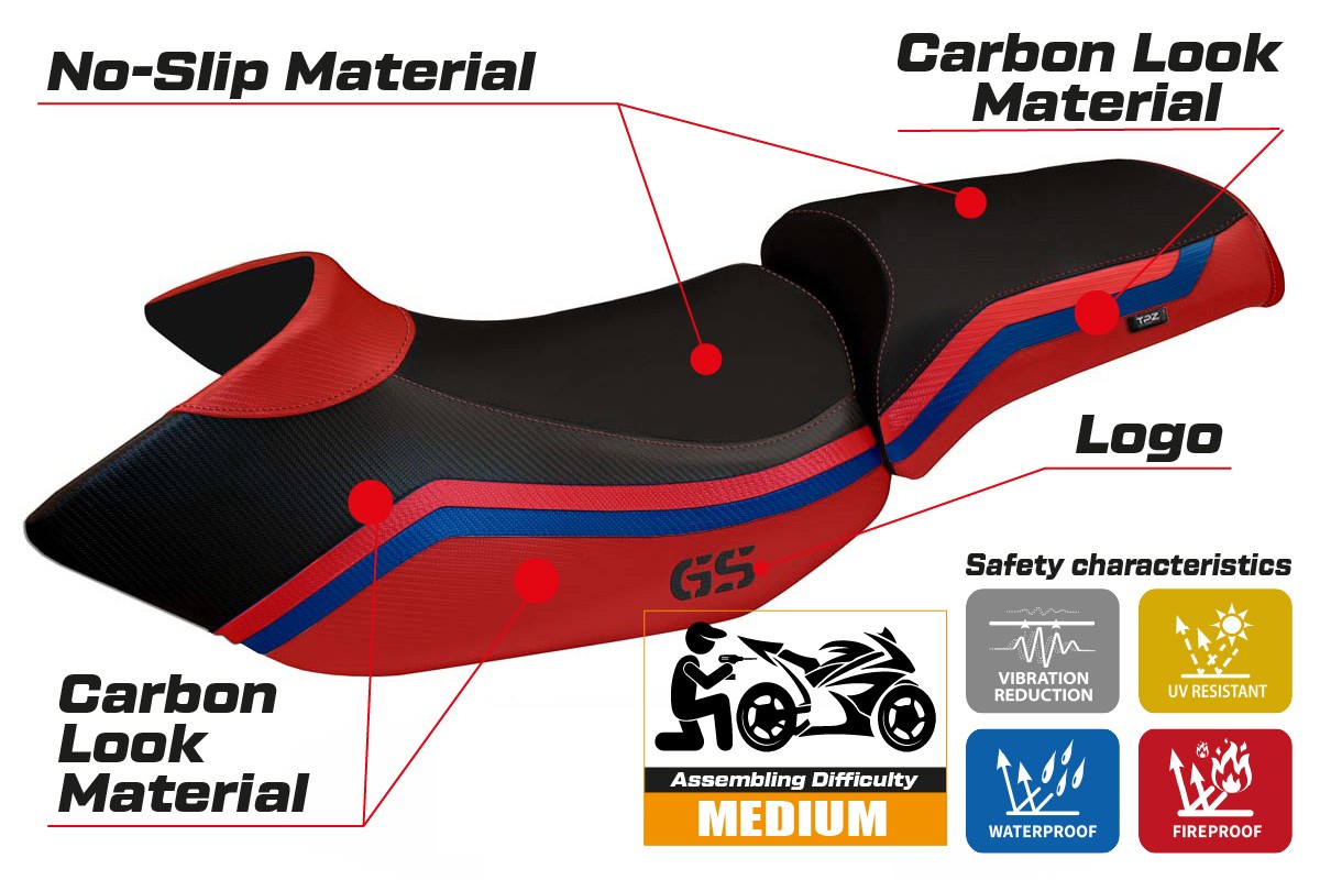 Seat cover compatible - BMW R 1200 GS 2005 - 2012 - mod Lione 1