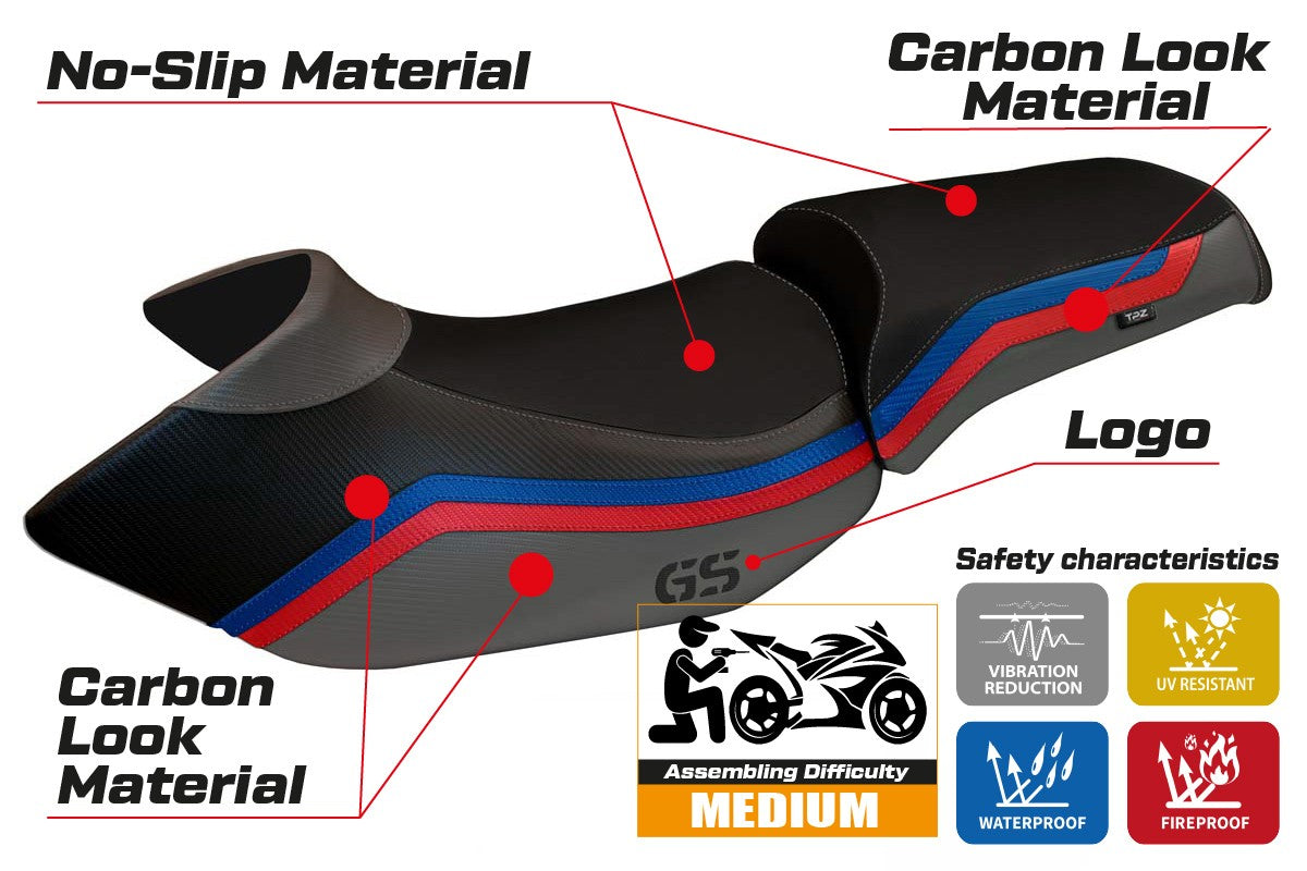 Seat cover compatible - BMW R 1200 GS 2005 - 2012 - mod Lione 1