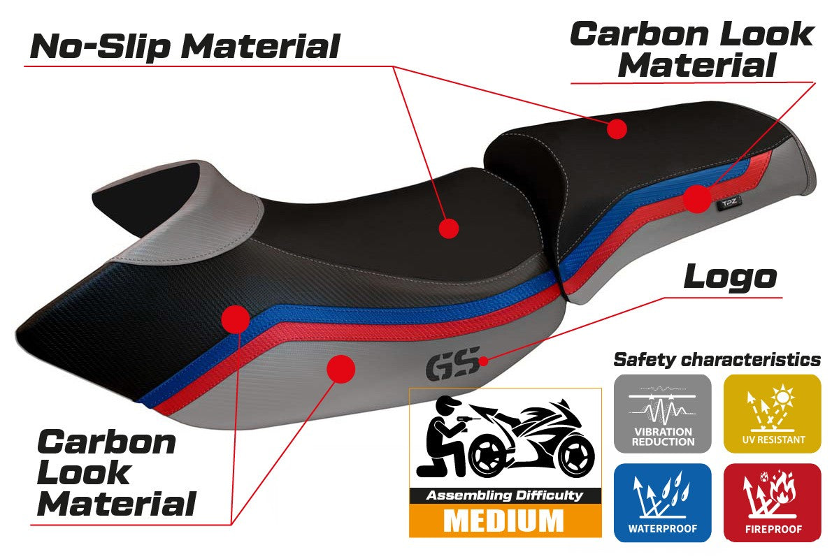 Seat cover compatible - BMW R 1200 GS 2005 - 2012 - mod Lione 1