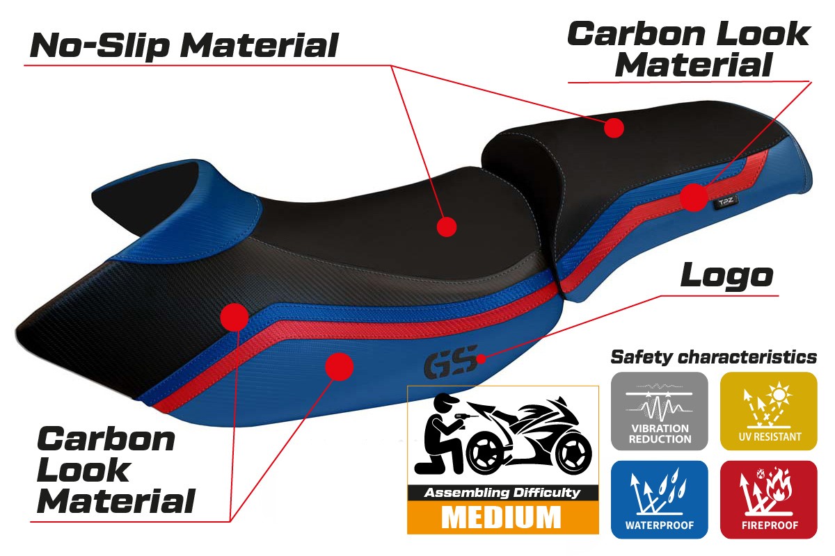 Seat cover compatible - BMW R 1200 GS 2005 - 2012 - mod Lione 1