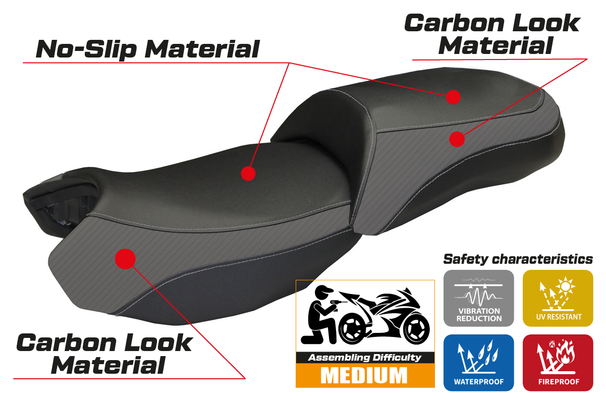 Seat cover compatible - BMW R 1200 GS 2013 - 2018 - mod Ortigia 2