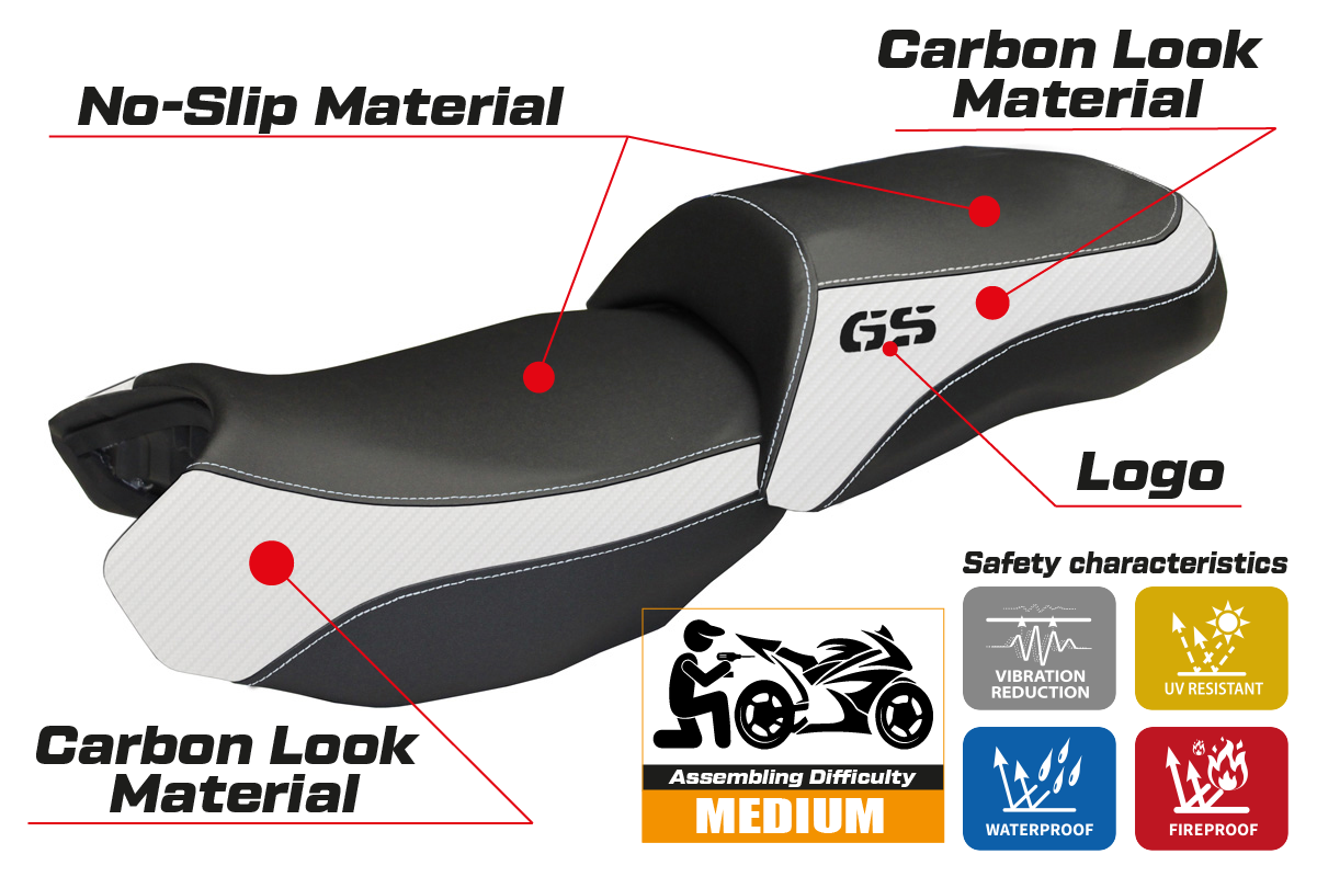 Seat cover compatible - BMW R 1200 GS 2013 - 2018 - mod Ortigia 2