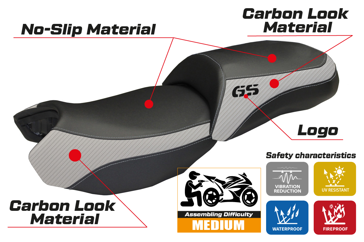 Seat cover compatible - BMW R 1200 GS 2013 - 2018 - mod Ortigia 2
