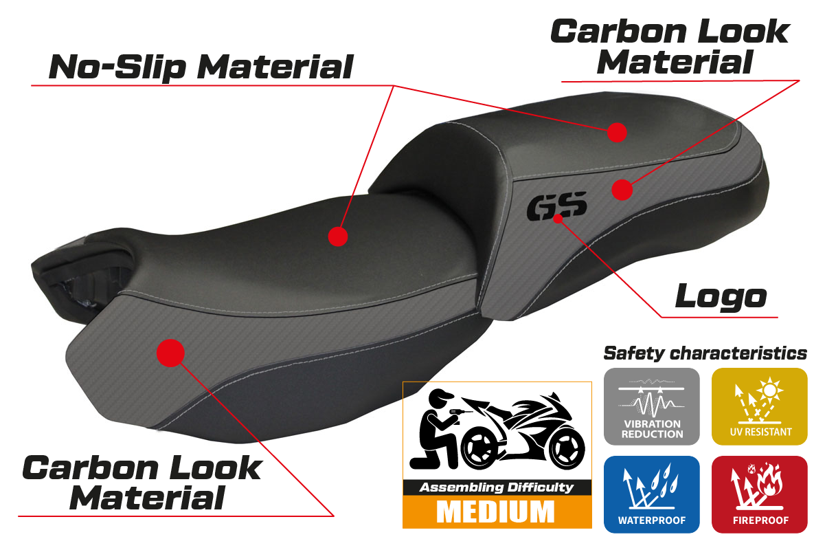 Seat cover compatible - BMW R 1200 GS 2013 - 2018 - mod Ortigia 2