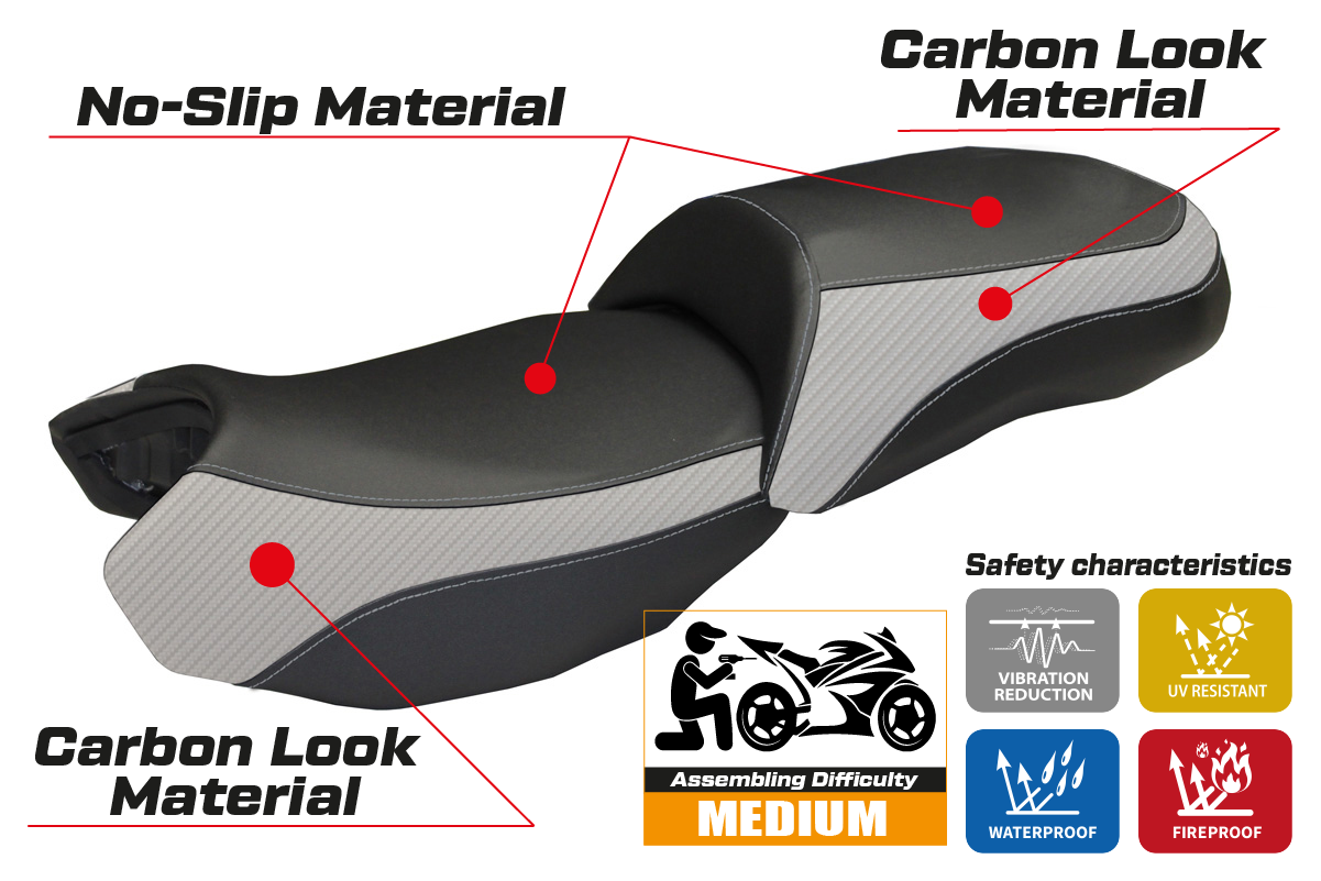 Seat cover compatible - BMW R 1200 GS 2013 - 2018 - mod Ortigia 2