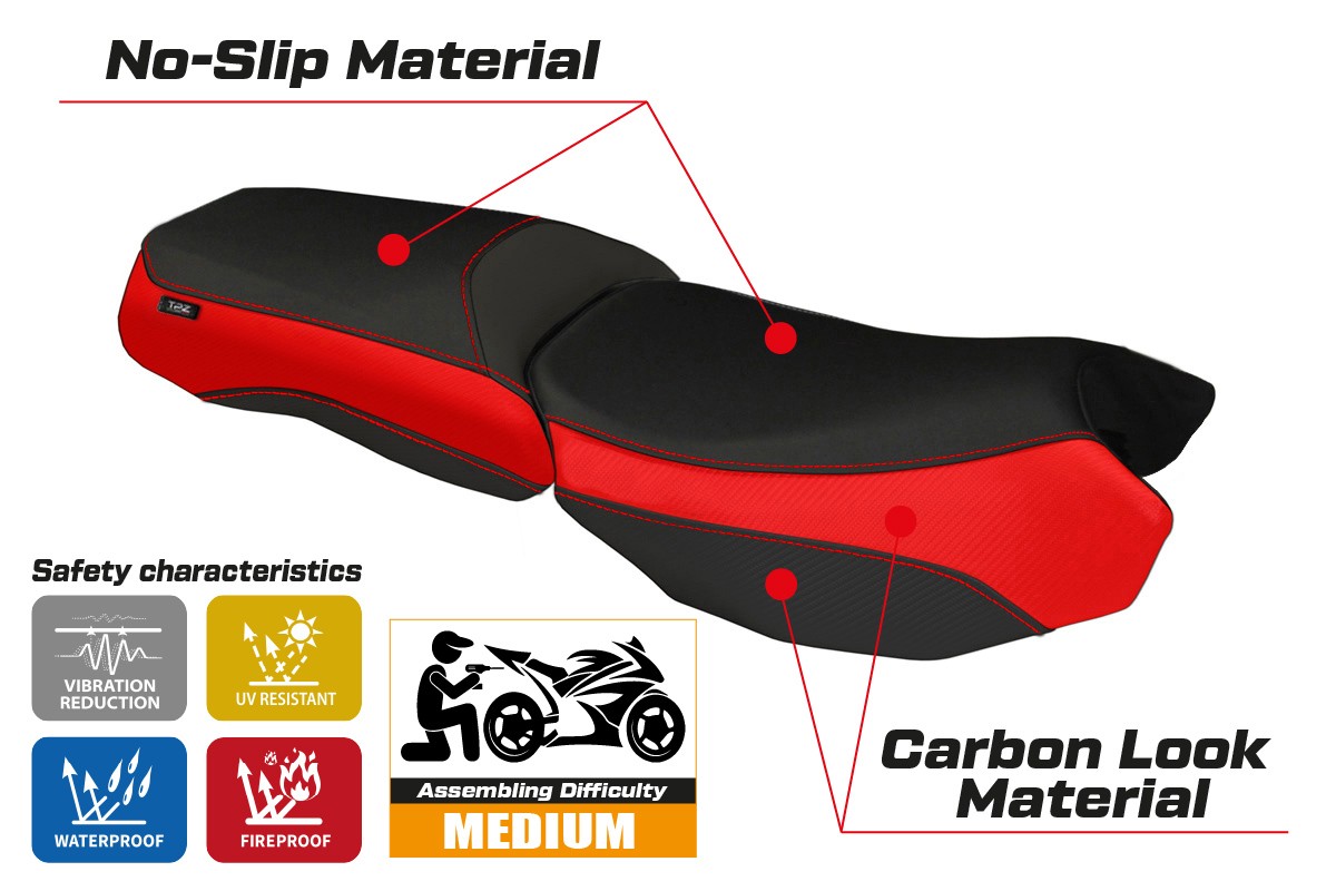 Seat cover compatible - BMW R 1200 GS Adventure 2013 - 2018 - mod Bologna Carbon Color