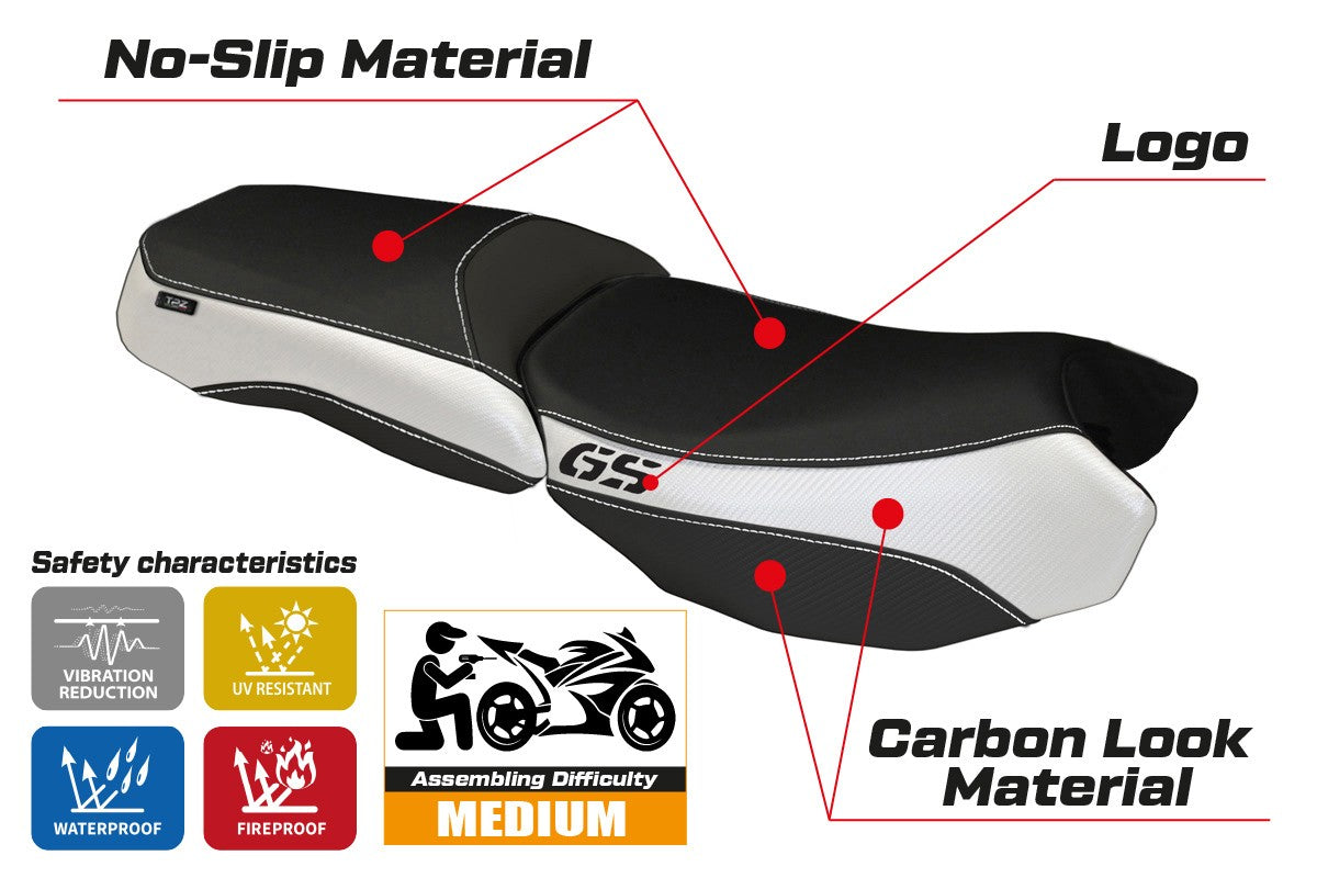 Seat cover compatible - BMW R 1200 GS Adventure 2013 - 2018 - mod Bologna Carbon Color