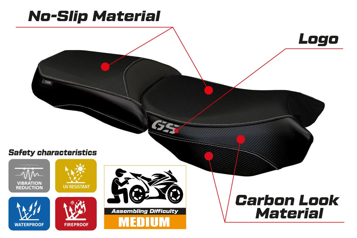 Seat cover compatible - BMW R 1200 GS Adventure 2013 - 2018 - mod Bologna Carbon Color