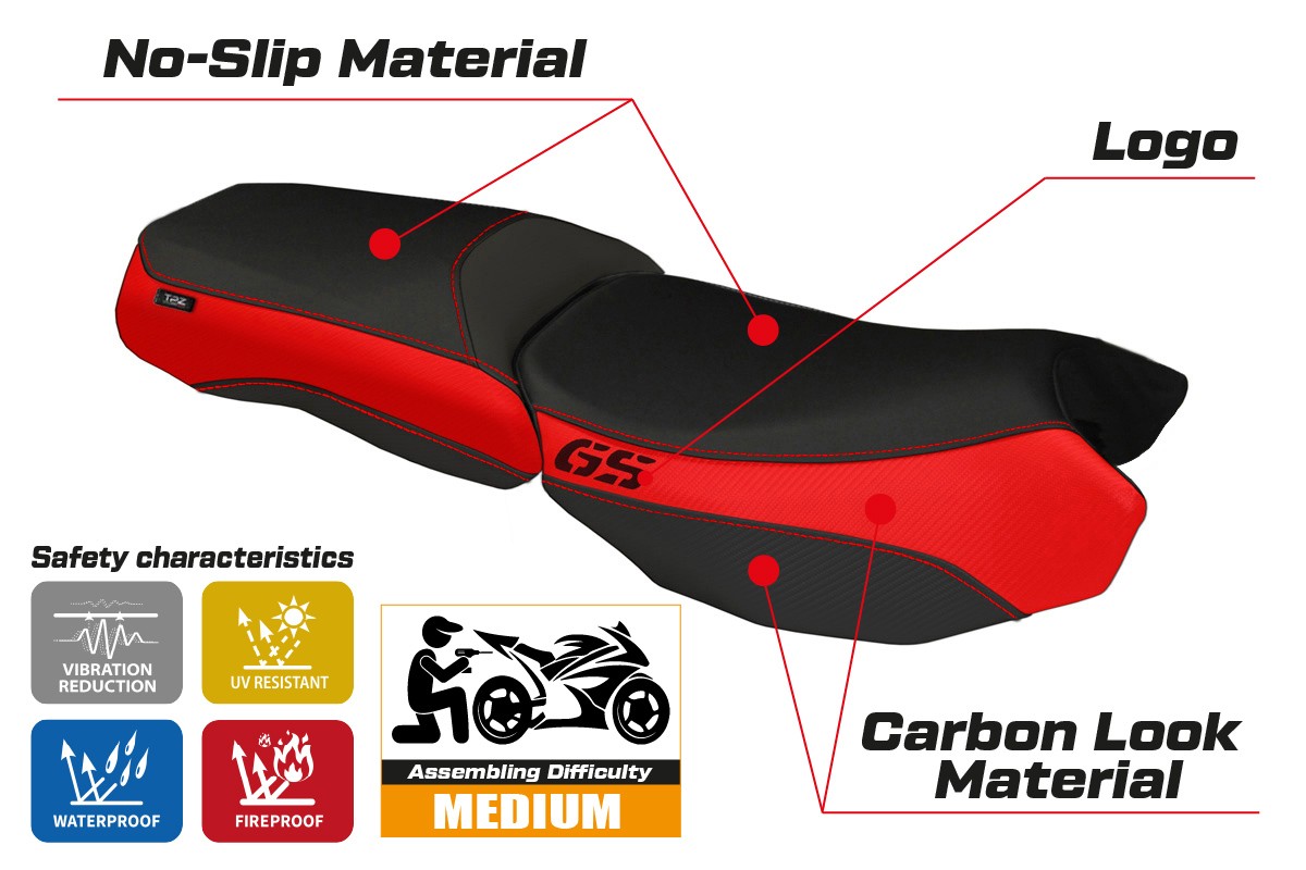 Seat cover compatible - BMW R 1200 GS Adventure 2013 - 2018 - mod Bologna Carbon Color