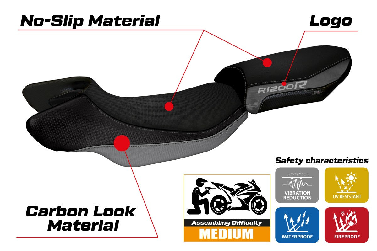 Seat cover compatible - BMW R 1200 R  2015 - 2018 - mod Aurelia Color 2