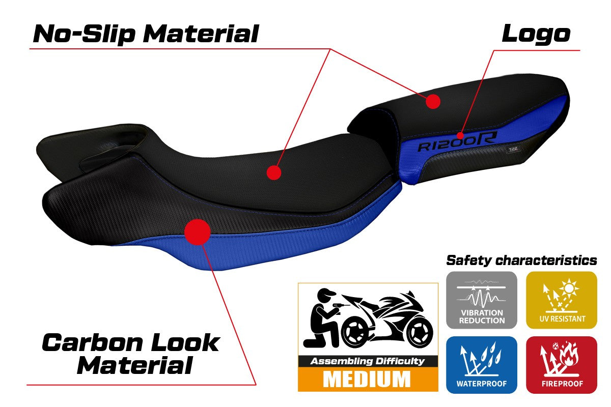Seat cover compatible - BMW R 1200 R  2015 - 2018 - mod Aurelia Color 2