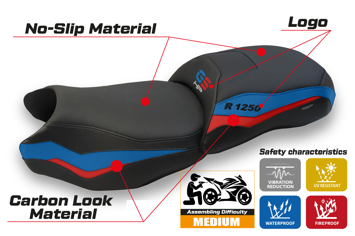 Seat cover compatible - BMW R 1250 GS 2019 - 2023 - mod Farah