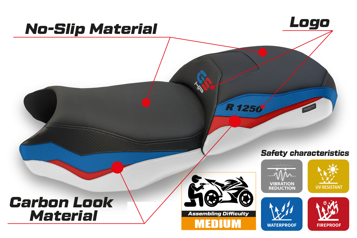 Seat cover compatible - BMW R 1250 GS 2019 - 2023 - mod Farah