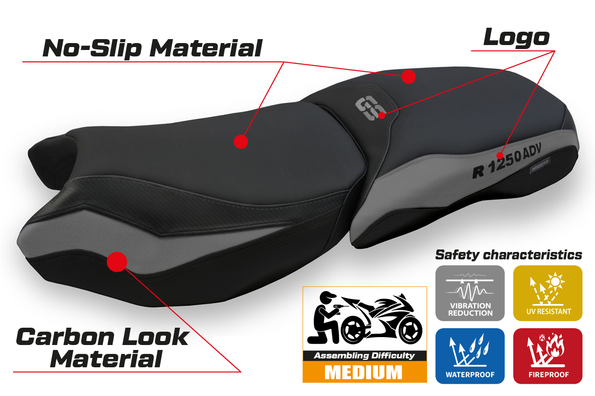 Seat cover compatible - BMW R 1250 GS Adventure 2019 - 2024 - mod Baceno 4