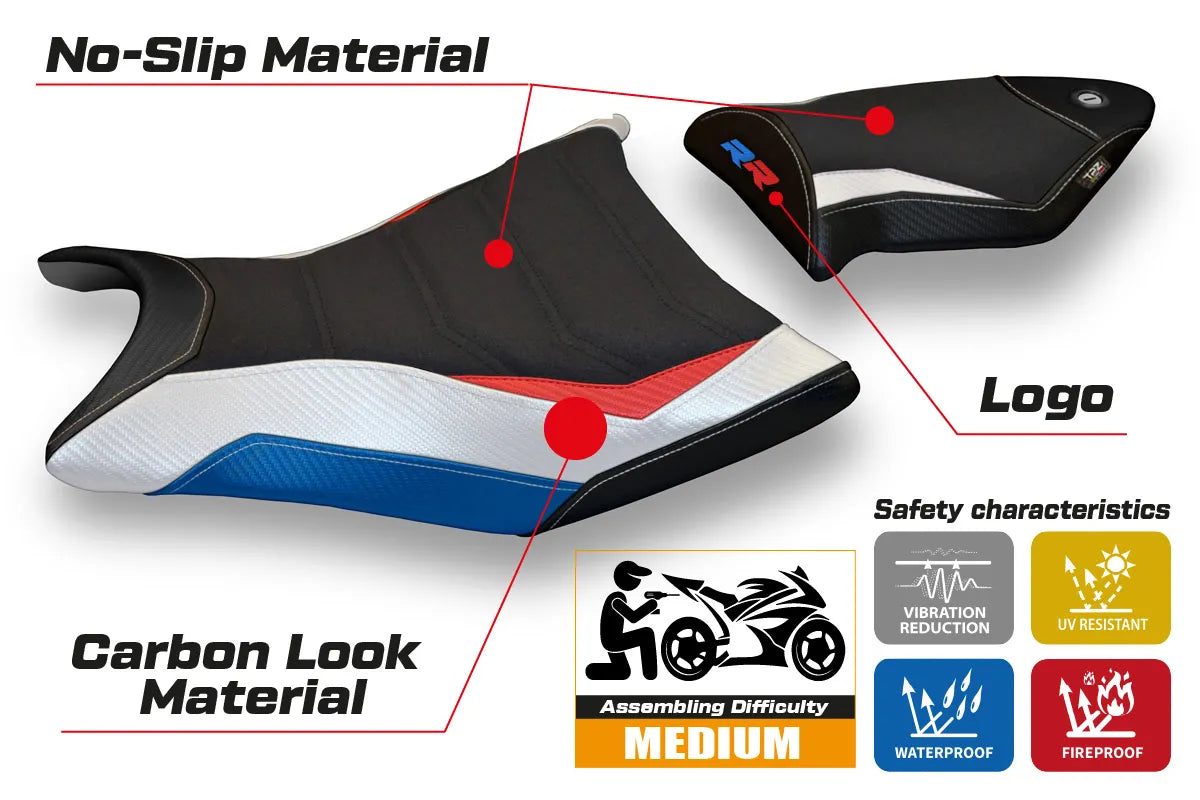 Seat cover compatible - BMW S 1000 RR 2009 - 2011 - mod Giuba Special Color Ultragrip