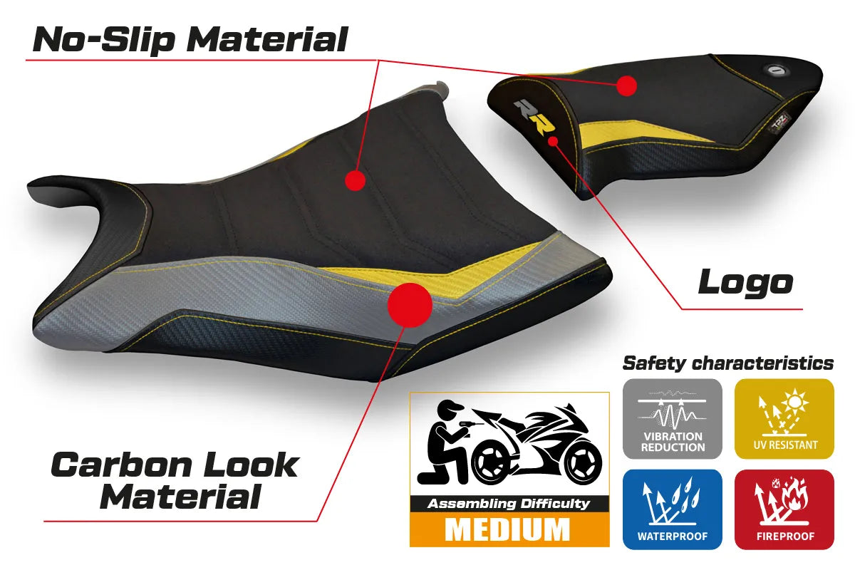 Seat cover compatible - BMW S 1000 RR 2009 - 2011 - mod Giuba Special Color Ultragrip