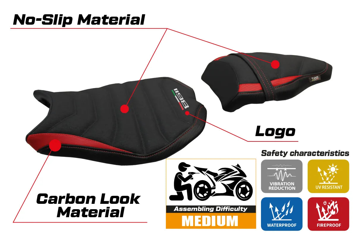 Seat cover compatible - Ducati 848 / 1098 / 1198 2007 - 2013 - mod Cervia Ultragrip