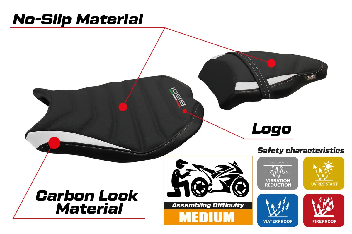 Seat cover compatible - Ducati 848 / 1098 / 1198 2007 - 2013 - mod Cervia Ultragrip