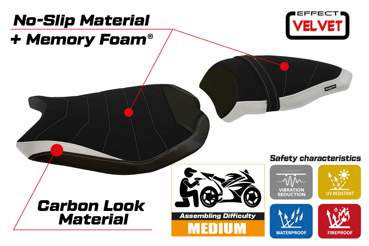 Seat cover compatible - Ducati 848 / 1098 / 1198 2007 - 2013 - mod Cervia Velvet Comfort System