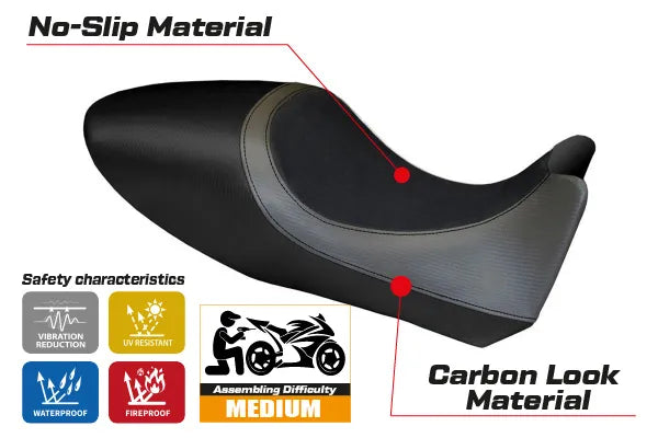 Seat cover compatible - Ducati Diavel 2011 - 2013 - mod Arezzo Carbon Color