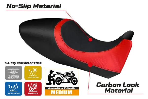 Seat cover compatible - Ducati Diavel 2011 - 2013 - mod Arezzo Carbon Color