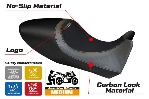 Seat cover compatible - Ducati Diavel 2011 - 2013 - mod Arezzo Carbon Color