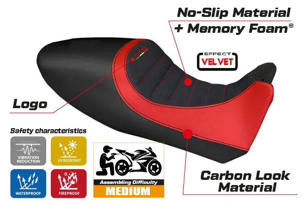 Seat cover compatible - Ducati Diavel 2011 - 2013 - mod Arezzo Color Velvet Comfort System