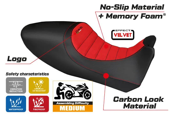 Seat cover compatible - Ducati Diavel 2011 - 2013 - mod Arezzo Color Velvet Comfort System